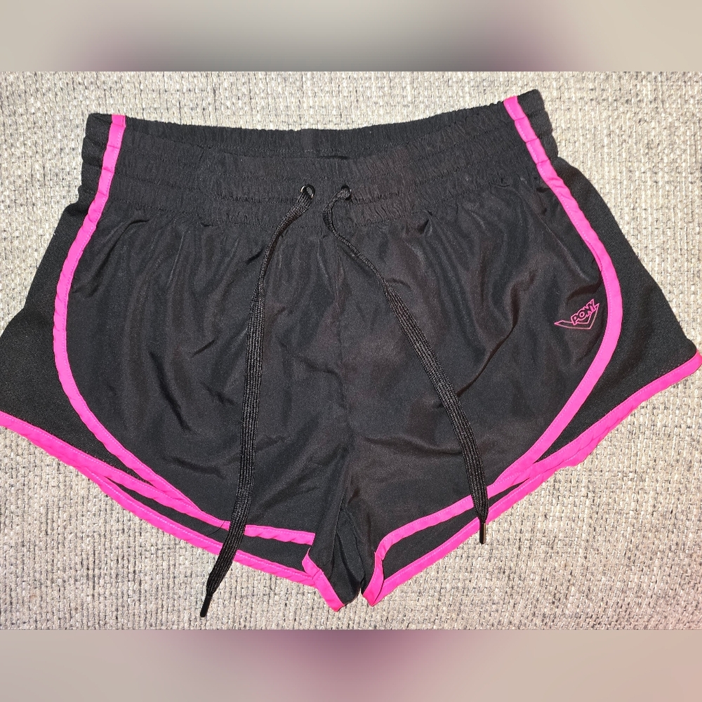 Pony Athletic Shorts, Black and Hot Pink, Large